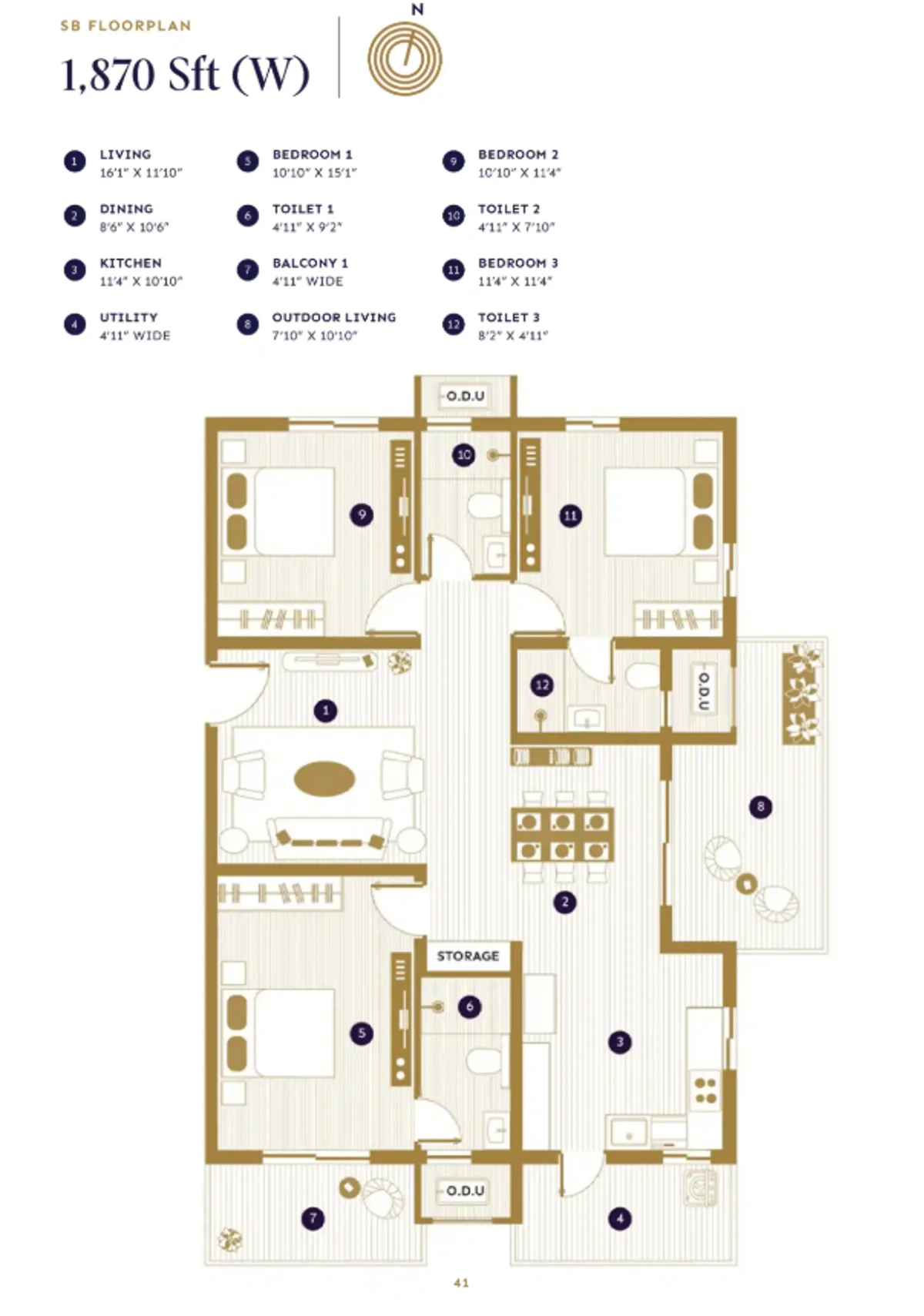 3 BHK floor plan