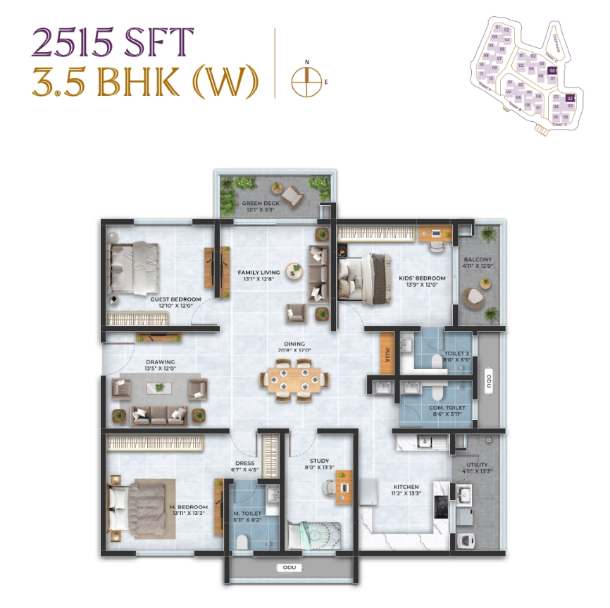 3.5 BHK floor plan