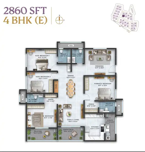 4 BHK floor plan