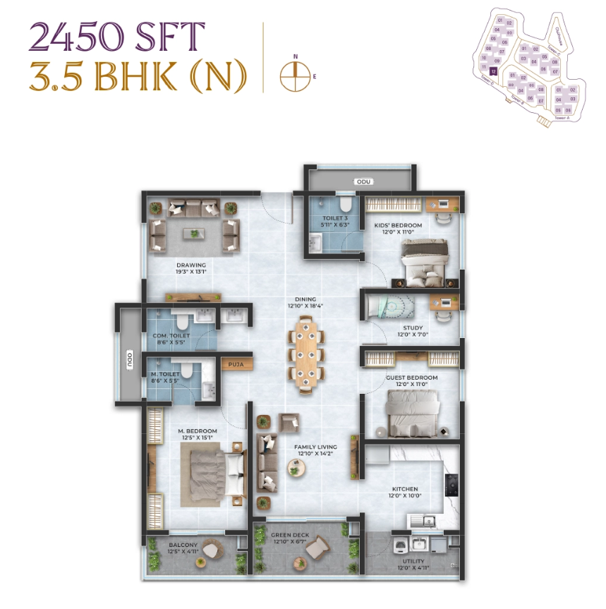 3.5 BHK floor plan