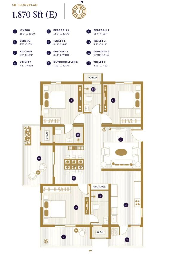 3 BHK floor plan