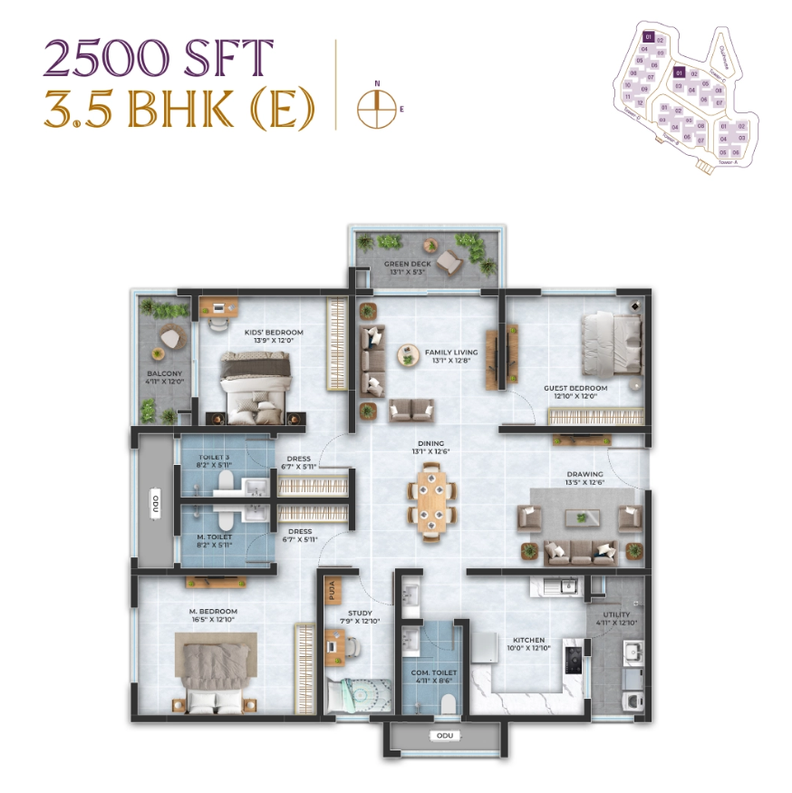 3.5 BHK floor plan