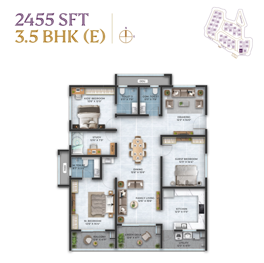 3.5 BHK floor plan