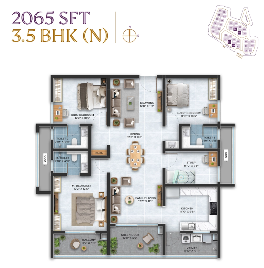 3.5 BHK floor plan
